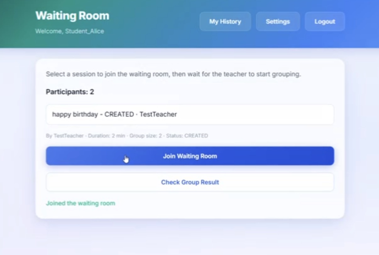 Original waiting room interface before refinement